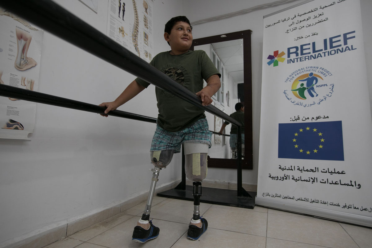 Muhammed is learning to walk again. Rachel Elkind/RI