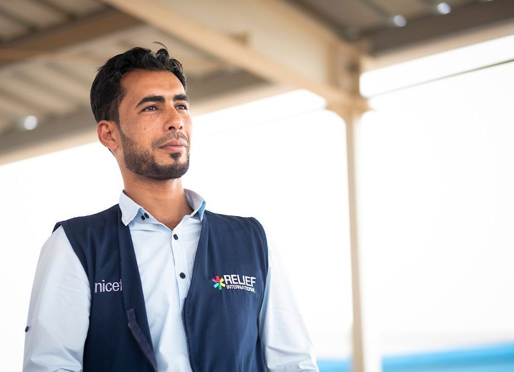 RI staff Daham at Relief International's center in Village 5 of Azraq camp in Jordan. Elie Gardner/RI