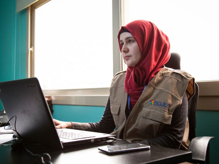 Rahil Smaha, Meal Officer, photographed at Relief International's Bekaa office in Lebanon. Elie Gardner/RI