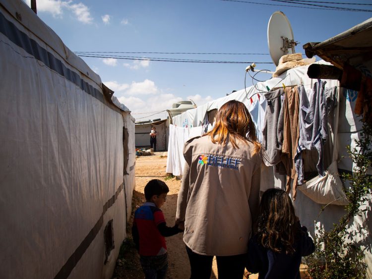 Informal settlements where Syrian refugees live in Arsal, Lebanon. Relief International is working with these communities, providing psychosocial support through awareness sessions and one-on-one meetings with their social workers. Elie Gardner/RI