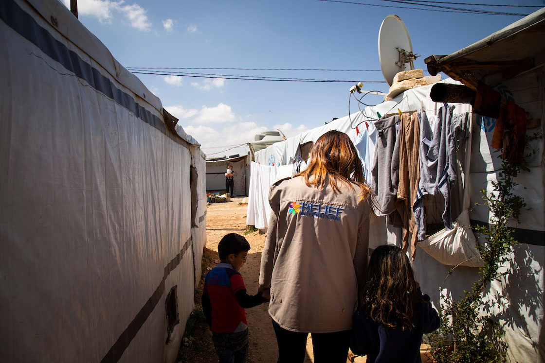 Informal settlements where Syrian refugees live in Arsal, Lebanon. Relief International is working with these communities, providing psychosocial support through awareness sessions and one-on-one meetings with their social workers. Elie Gardner/RI